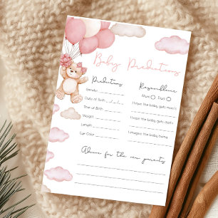 Papier Jeu de prédictions pour bébé sous la douche Pink B