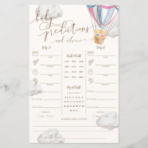 Papier Jeu de prédictions pour bébés jumeaux Ourson Rose 