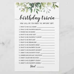 Papier Jeu de questions-réponses anniversaire modifiables
