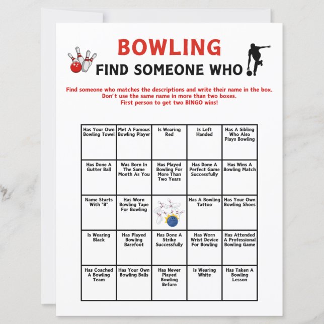 Papier Jeu de quilles Trouve quelqu'un (Devant)