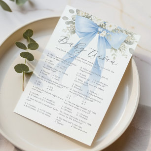 Papier Jeu de quiz bébé avec nœud floral bleu pour baby s