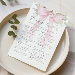 Papier Jeu de quiz bébé avec nœud floral rose pour baby s