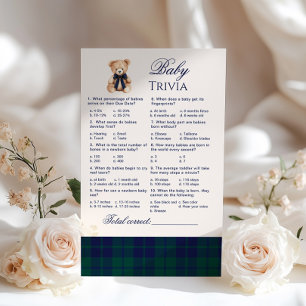 Papier Jeu de quiz bébé Ourson élégant carreaux navy