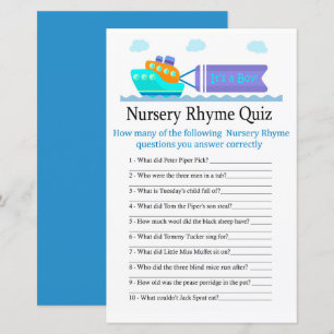 Papier Jeu de quiz de comptine de la nurserie du bateau j