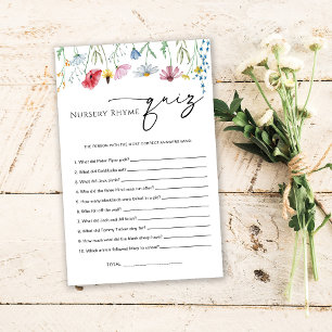 Papier Jeu de quiz de comptine pour la pépinière de fleur