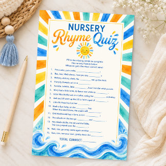 Papier Jeu de quiz de comptines pour Baby Shower Sunshine
