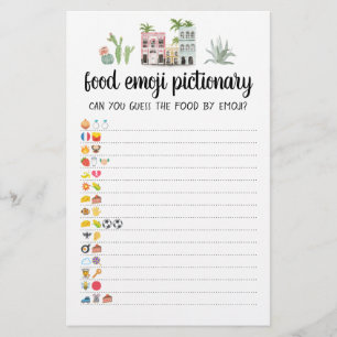 Papier Jeu de Quiz Pictionary d'emoji de nourriture avec 