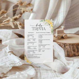 Papier Jeu de quiz pour bébé sur le thème floral jaune él