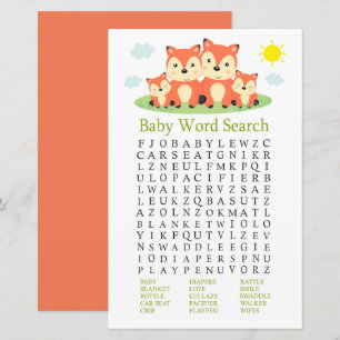 Papier Jeu de recherche Baby shower Fox