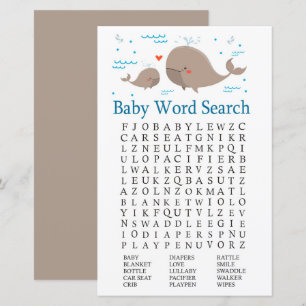Papier Jeu de recherche de Baby showers de baleines
