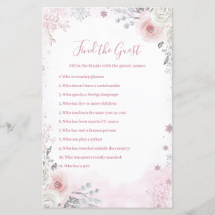 Papier Jeu de recherche de l'invité Flocon de neige rose