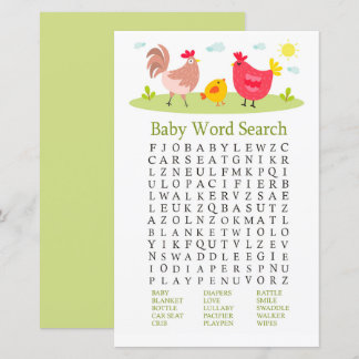 Papier Jeu de recherche de mot de Baby shower de poulet