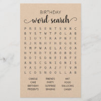 Jeu de recherche de mots d'anniversaire Fête d'ann