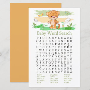 Papier Jeu de recherche de mots pour baby shower Tigre Mi