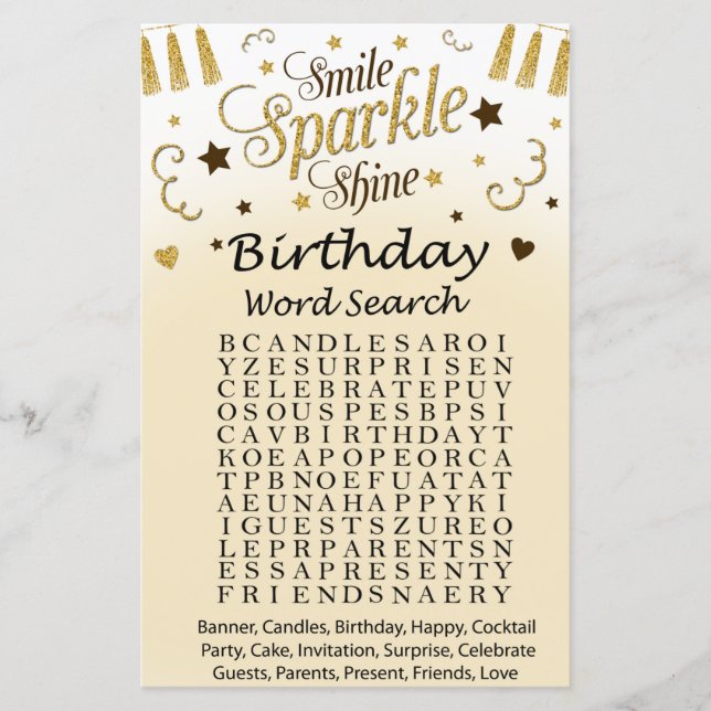 Papier Jeu de recherche d'or Anniversaire (Devant)