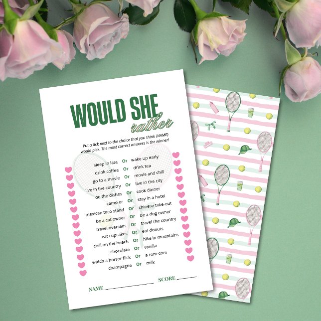 Papier Jeu de Salle de Mariage de Tennis 'Préfèrerait-Ell (Créateur téléchargé)