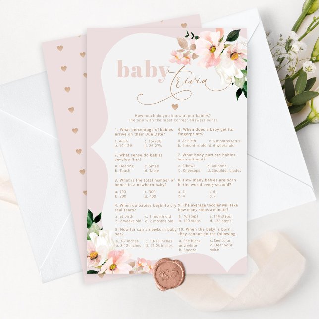 Papier Jeu de trivia floral rose vif (Créateur téléchargé)