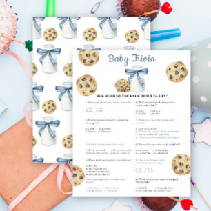 Papier Jeu de trivia pour bébé shower lait, arc et cookie
