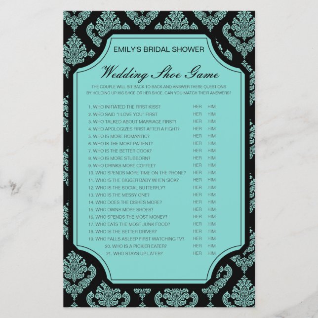 Papier Jeu de Wedding shower de chaussures Mariage modifi (Devant)