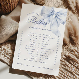 Papier Jeu de 'Would She Rather' Baby Shower Ruban Bleu p