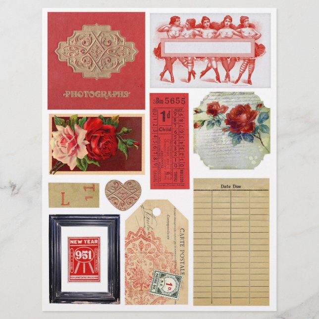 Papier Jeu d'embellissement vintage en rouge (Devant)
