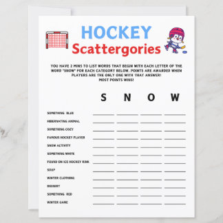 Papier Jeu des cattergences de hockey