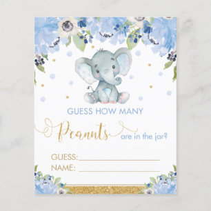 Papier Jeu Devine Combien de Cacahuètes Éléphant Floral B