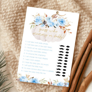 Papier Jeu Devinez Maman ou Papa Citrouille Florale Bleue