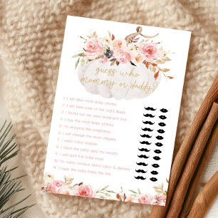 Papier Jeu Devinez Maman ou Papa Citrouille Florale Rose