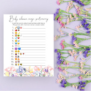 Papier Jeu d'image d'Emoji aquarelle florale pour baby sh