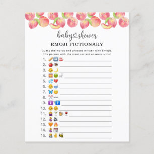 Papier Jeu d'images d'émoji aquarelle pêche baby shower