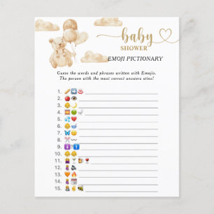 Papier Jeu d'images d'Emoji d'ours pour une baby shower