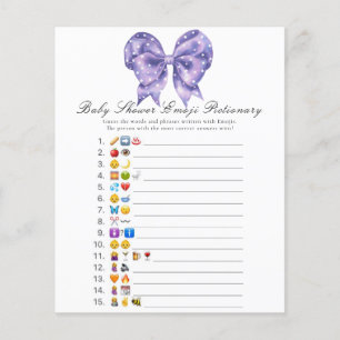 Papier Jeu d'images Emoji baby shower à pois en nœud