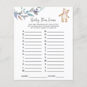 Papier Jeu d'objets pour bébé ours. Jeu de baby shower