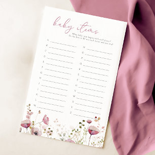 Papier Jeu d'objets pour bébé Pink Baby In Bloom Wildflow