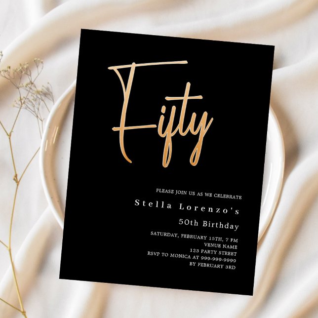 Papier Jeu d'or noir budget 50e anniversaire invitation (Créateur téléchargé)