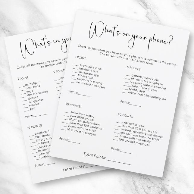 Papier Jeu double face Qu'est-ce qu'il y a dans ton sac e (Créateur téléchargé)