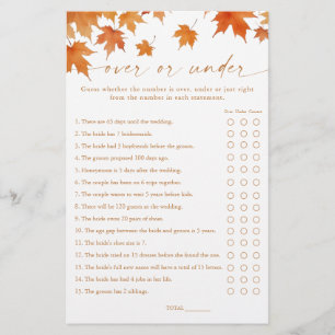 Papier Jeu du Plus ou Moins pour la Baby Shower d'Automne