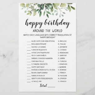 Papier Jeu éditable Joyeux Anniversaire autour du monde