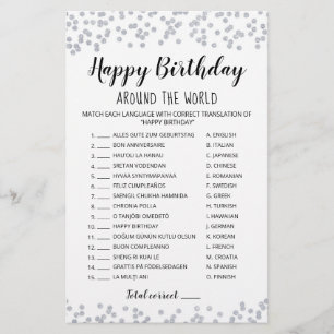 Papier Jeu éditable Joyeux Anniversaire autour du monde