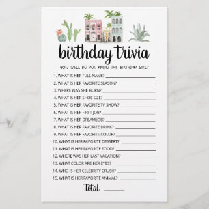 Papier Jeu éditable pour Anniversaire Trivia