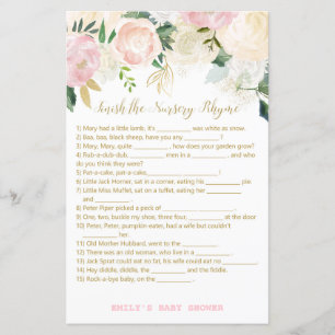 Papier Jeu Floral Blush rose et or Baby shower IMPRIMER