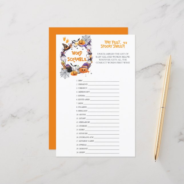 Papier Jeu Halloween Minuscule Pieds, Éffrayant Sweet Scr (Devant/Arrière en situation)