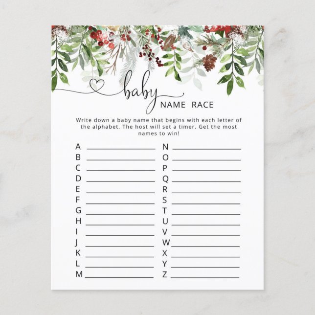 Papier Jeu hivernal de nom de bébé (Devant)