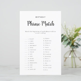 Papier Jeu imprimable de correspondance de phrases d'anni