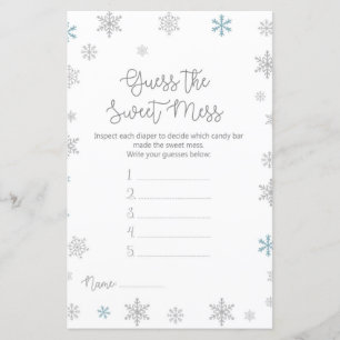 Papier Jeu imprimé de Baby Shower Flocon de Neige d'Hiver