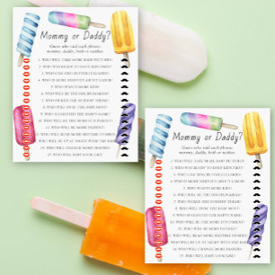 Papier Jeu Maman ou Papa Baby shower sucette