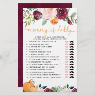 Papier Jeu maman ou papa citrouille floral automne