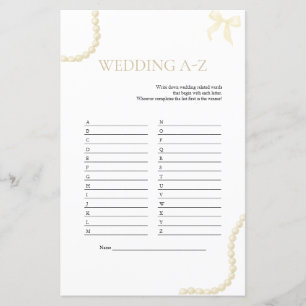 Papier Jeu mariage A à Z Douche perles et poursuites
