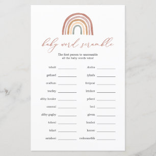 Papier Jeu Mot Baby shower Arc-en-ciel